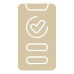 A tan cell phone with a check mark on it.